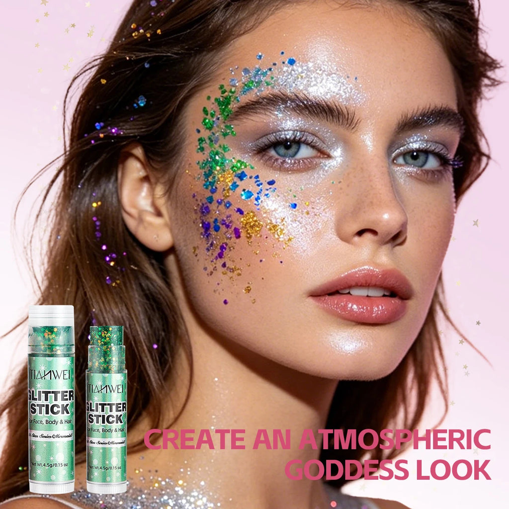 6-Pack Glitter Stick Set – Waterproof Sequin Gel Face & Body Glitter Makeup Sticks Oasis Select