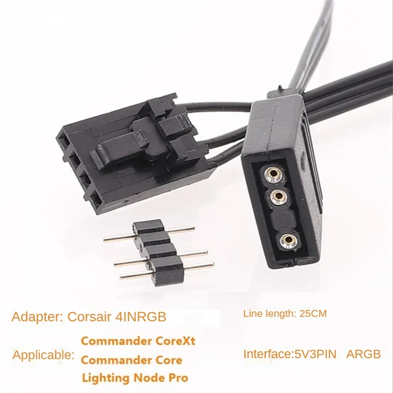 For 4PIN RGB to Standard ARGB 3-Pin 5V Adapter Connector RGB Cable 25cm Oasis Select