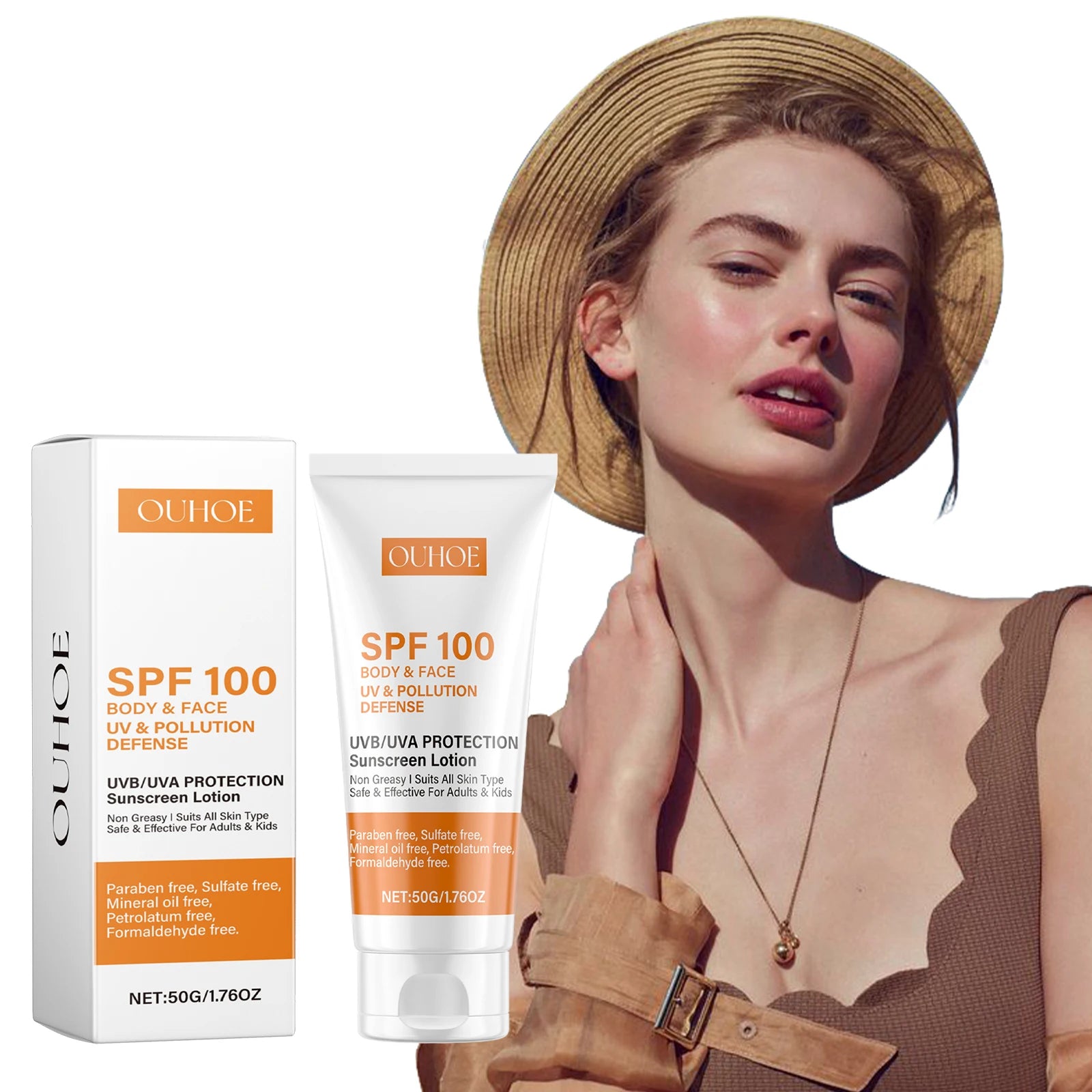Face & Body Sunscreen Non-Greasy SPF 100+ Facial Sunblock UVA & UVB Protection Sunblocking Cream Anti Aging for Summer Beach Oasis Select