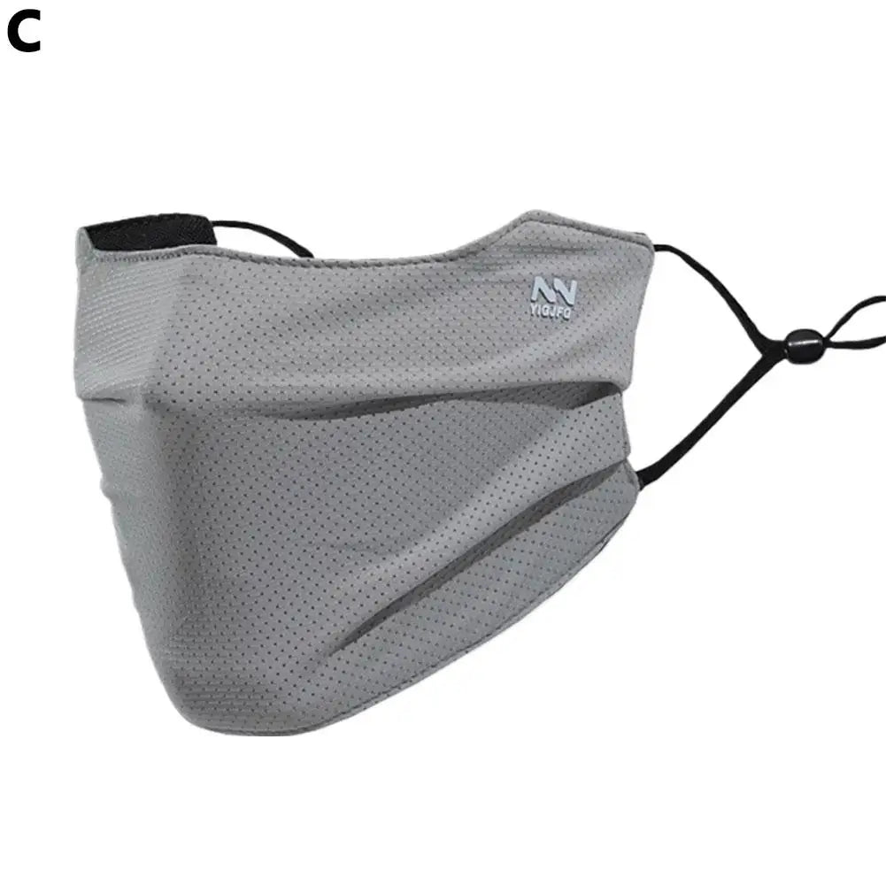 Breathable Ice Silk Face Cover UV Face Shield Washable Reusable Sun Protection Face Mask for Motorcycle Running Riding Exercise Oasis Select One Size Gray