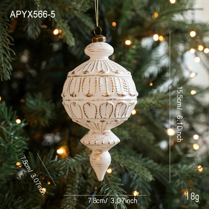 White Gold Matte Christmas Ball Ornament | Snowflake Pendant