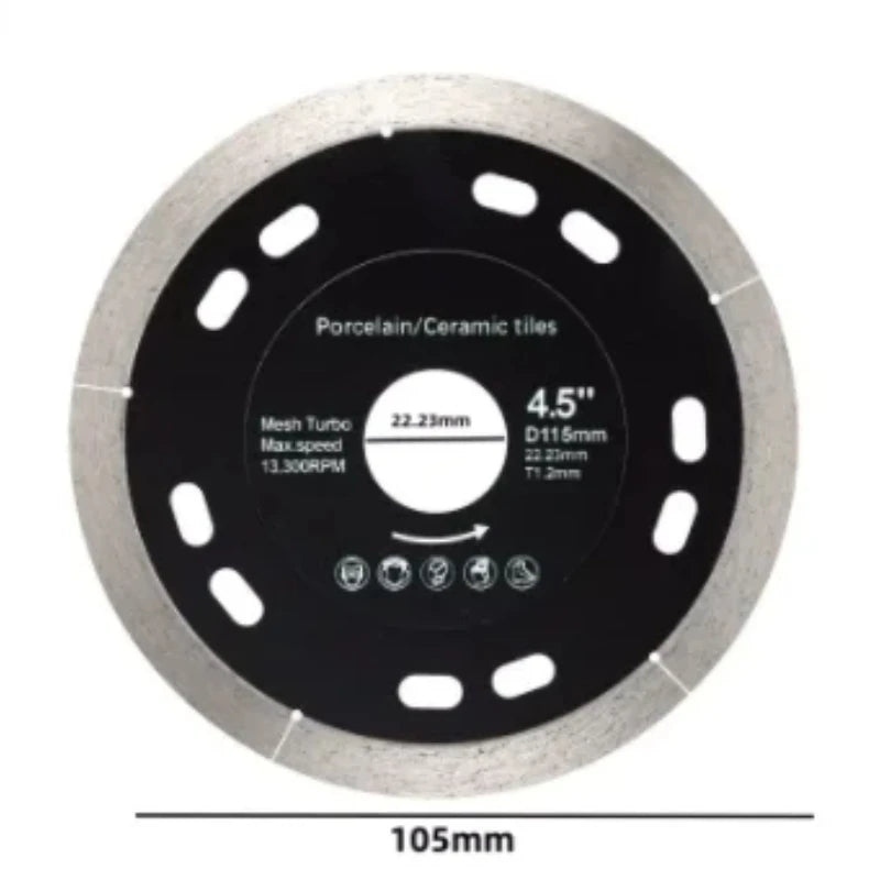 JUSTINLAU 105/115/125mm Diamond Blade CONTINUOUS RIM for Thin Cutting Wet Cutting Porcelain Ceramic Tiles Saw Blade Cutting Disc Oasis Select 105