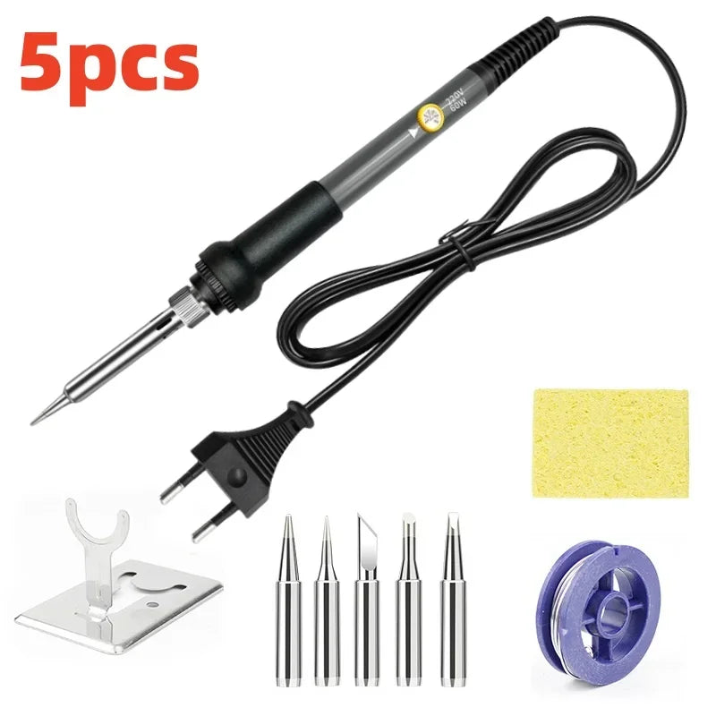 60W Adjustable Temp Electric Soldering Iron Set | DIY Repair Tool Electric Soldering Iron Oasis Select 5pcs set EU