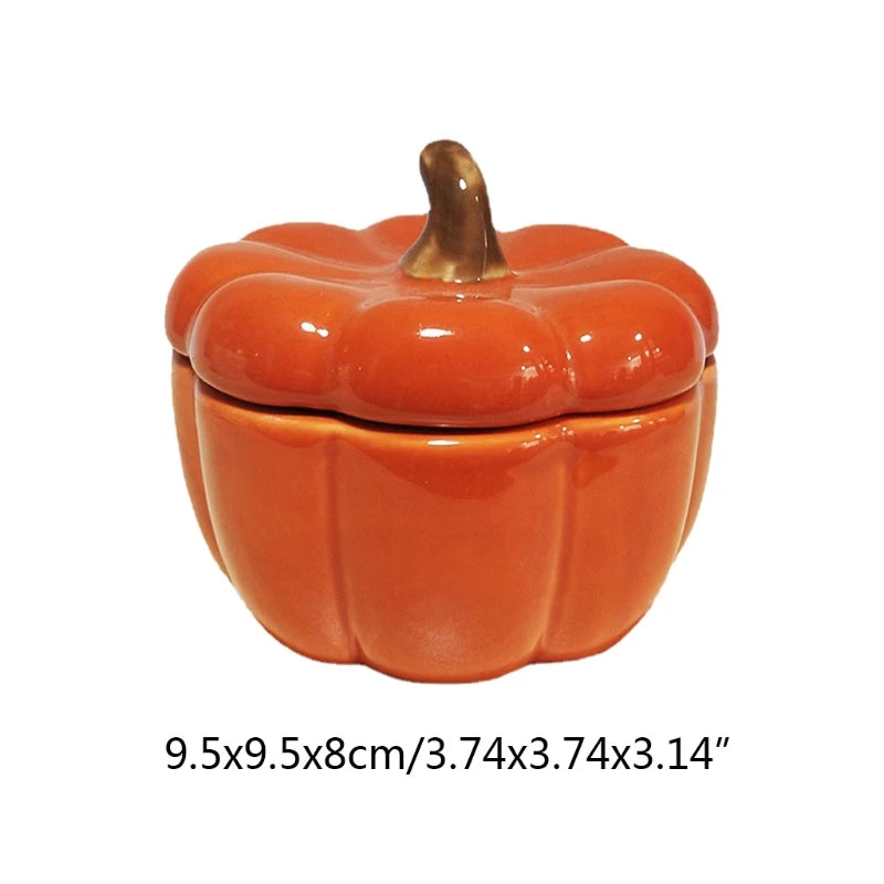 E15D Pumpkin Holder Cup with Lid Empty Cups Scented Candlestick for Home Bedroom Living Room Decoration Ceramics Oasis Select