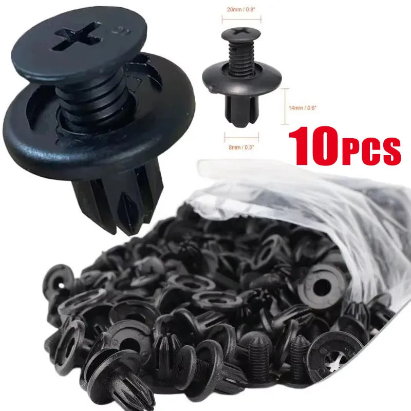 10/30/80pcs Plastic Rivets Fasteners Screw Car Bumper Fender Black Rivet Car Fastener Clips for Toyota Focus Kia Nissan Yamaha Oasis Select 10pcs