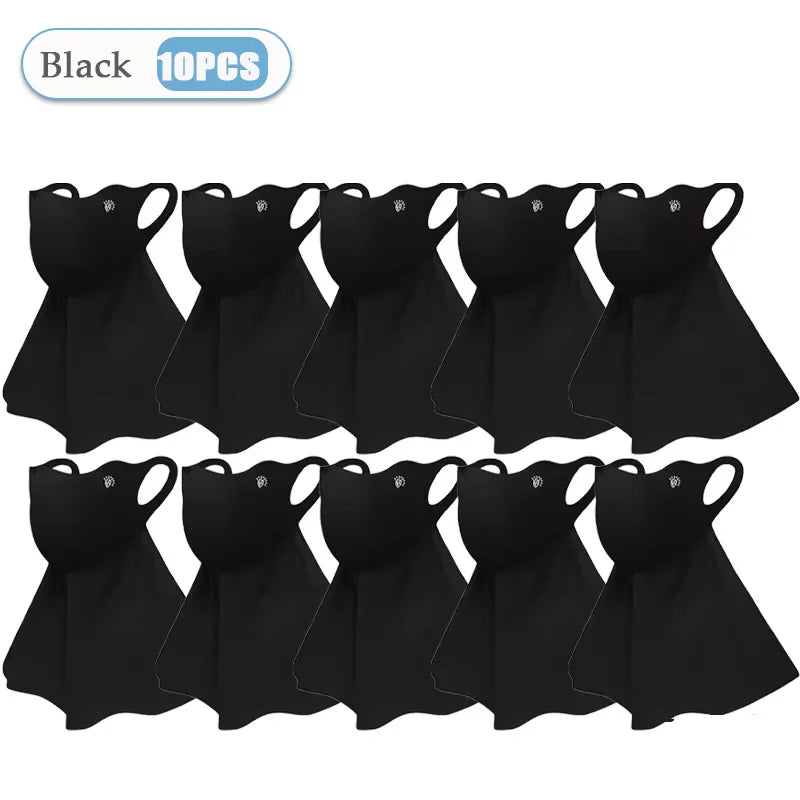 1-10PCS Women‘s Summer Outdoor Sun Face Mask Neck Cover Cooling Breathable UV Protection for Hiking Cycling Ideal Gift Oasis Select Black-10PCS