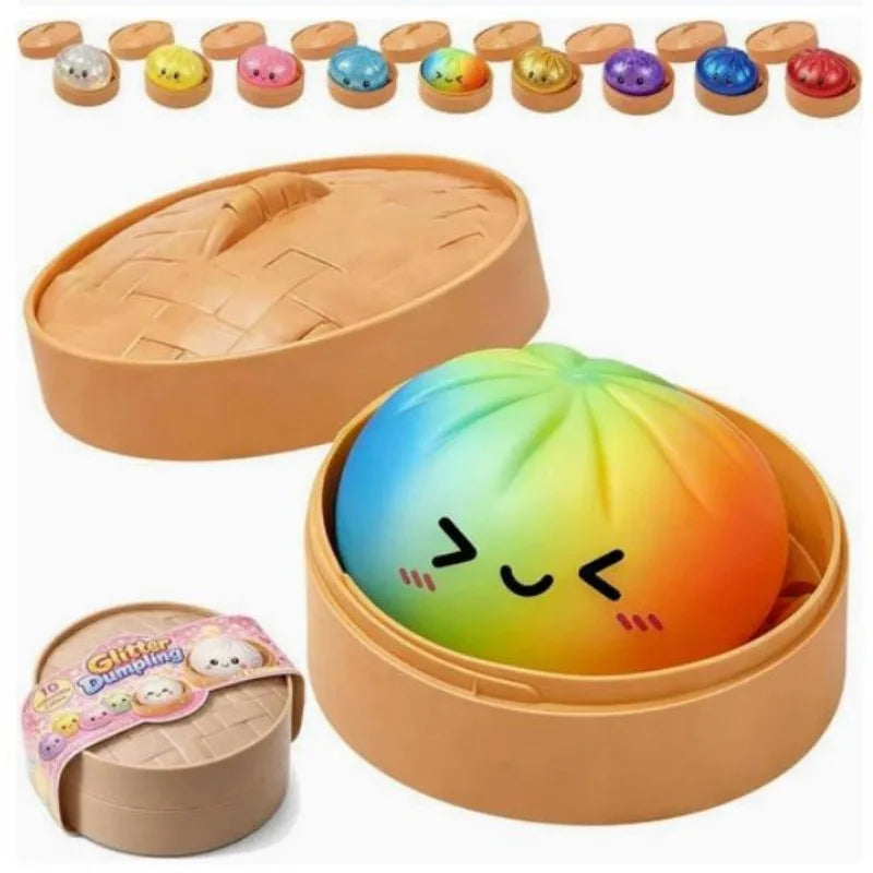 Glitter Dumpling Squishy Toy – Slow Rebound TPR Fidget Bao Bun