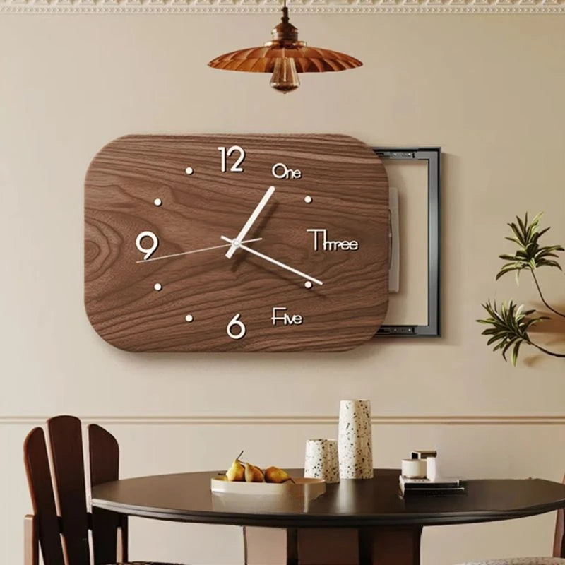 The New Chinese Ancient Decorative Painting with Time Clock Meter Box Block Distribution Box Hanging Picture Decorative Clock Oasis Select