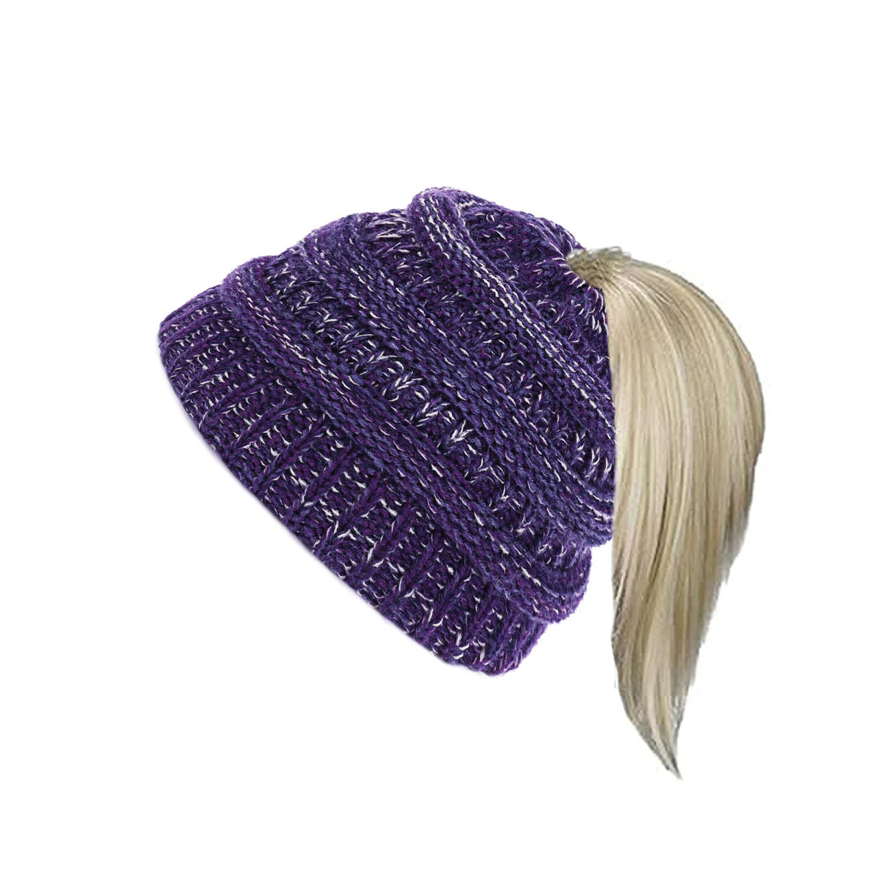 Colorful knitted hat, children's hat, empty top hat, ponytail hat, warm skull hat, dome shaped hat Oasis Select 1