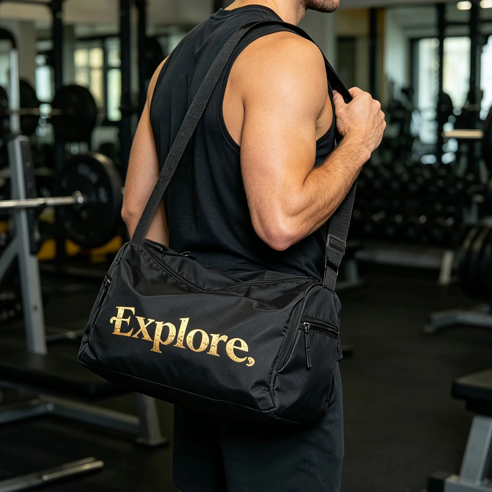 Nature Print Oxford Fitness Bag Waterproof Crossbody Gym Duffle Bag Large Capacity Yoga Travel Bag With Shoe Pocket Oasis Select