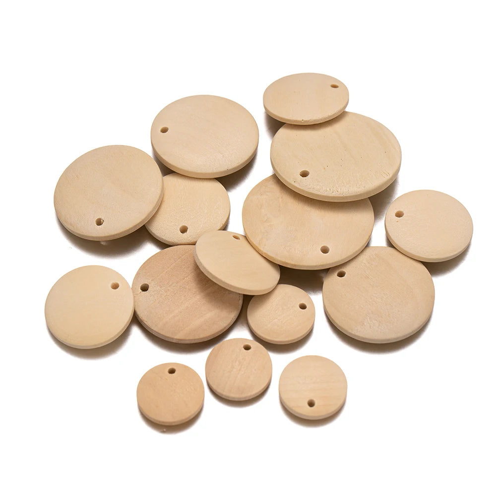 20pcs Round Blank Wooden Pendants Base For DIY Handmade Earrings Necklaces Jewelry Making Supplies Accessories Decorative Charms Oasis Select