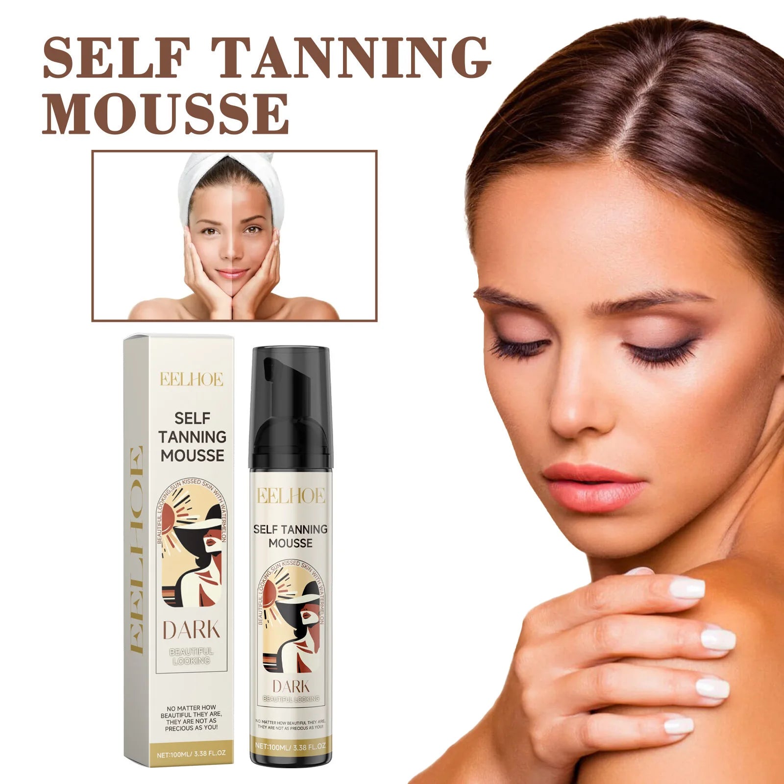 EELHOE Self-Tanning Mousse Care Body Bronzer Lotion Suntan Lotion Sunbed Tanning Accelerator Skin Moisturizing Self Tanner Spray Oasis Select