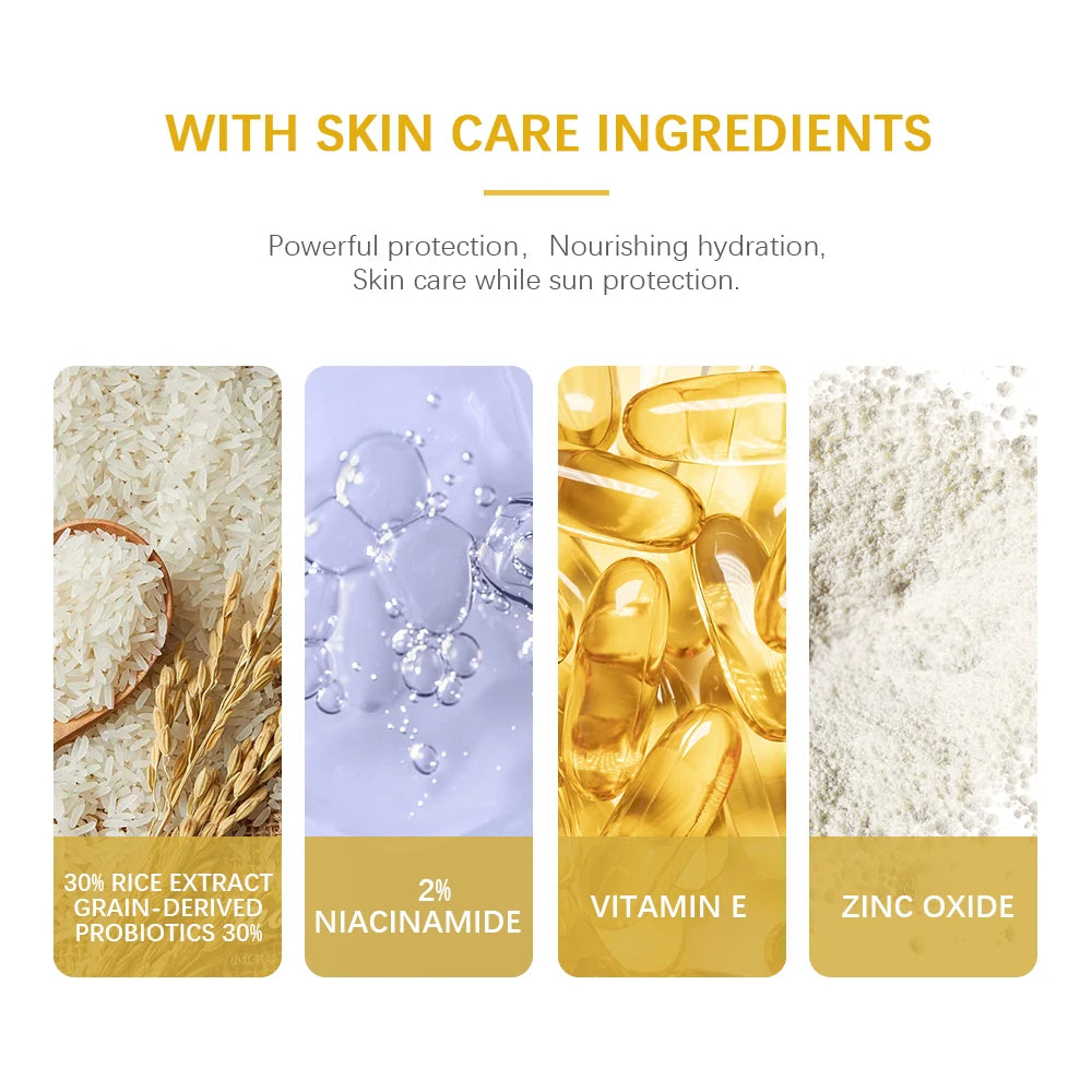 Lakerain SPF50+ Rice+Probiotics Sunscreen Skin Protection Refreshing Makeup Sunscreen Cream UV Resistance Facial Sunscreen New Oasis Select