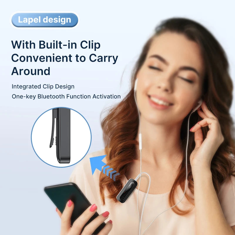 VAORLO Bluetooth 5.5 Audio Receiver Transmitter Support TF Card Play 3.5MM AUX Stereo Music Wireless Adapter With Mic For Car PC Oasis Select