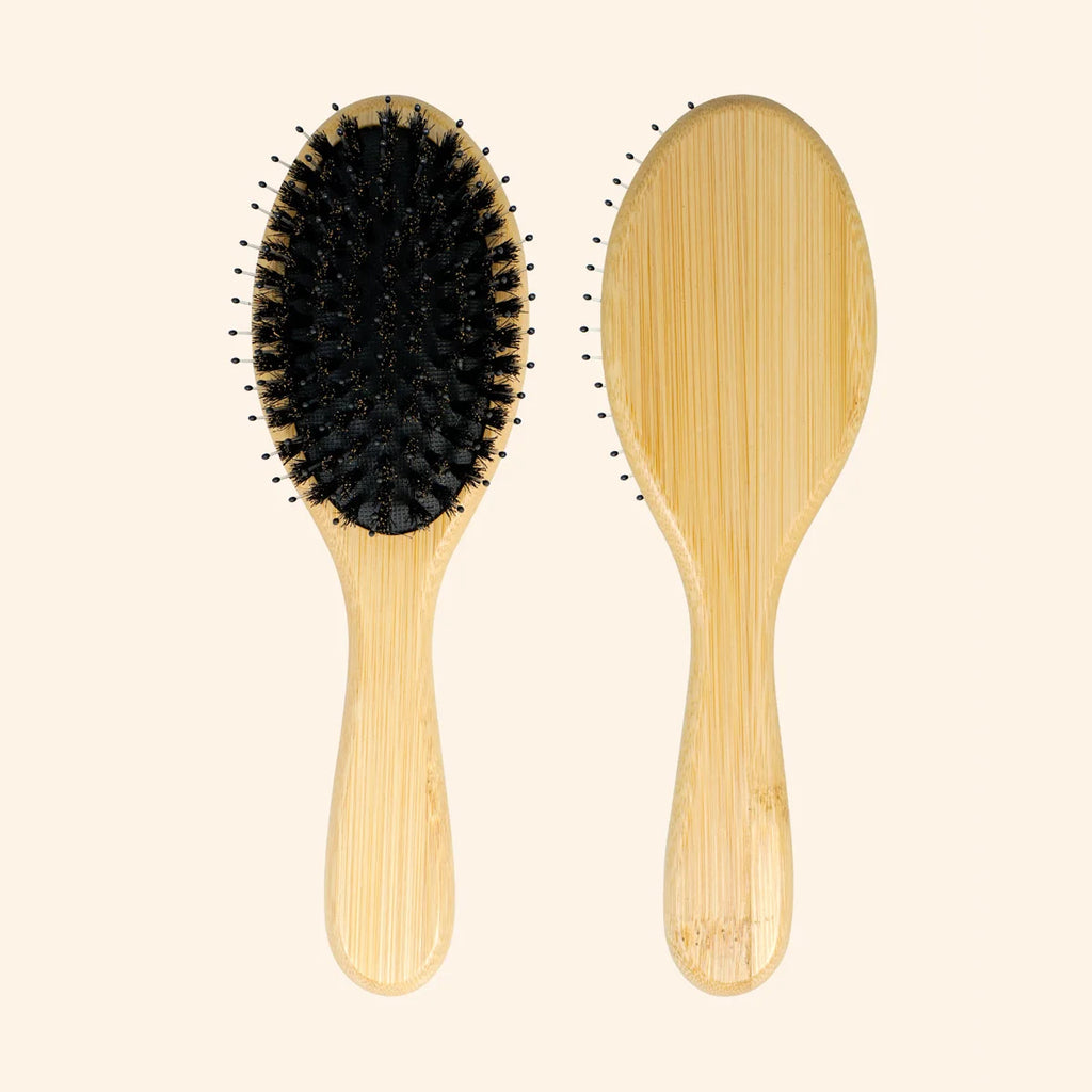 Bamboo Hair Brush Wooden Handle with Boar Bristles for Gentle Hair Combing Detangling and Scalp Massage Oasis Select 862-2B-02