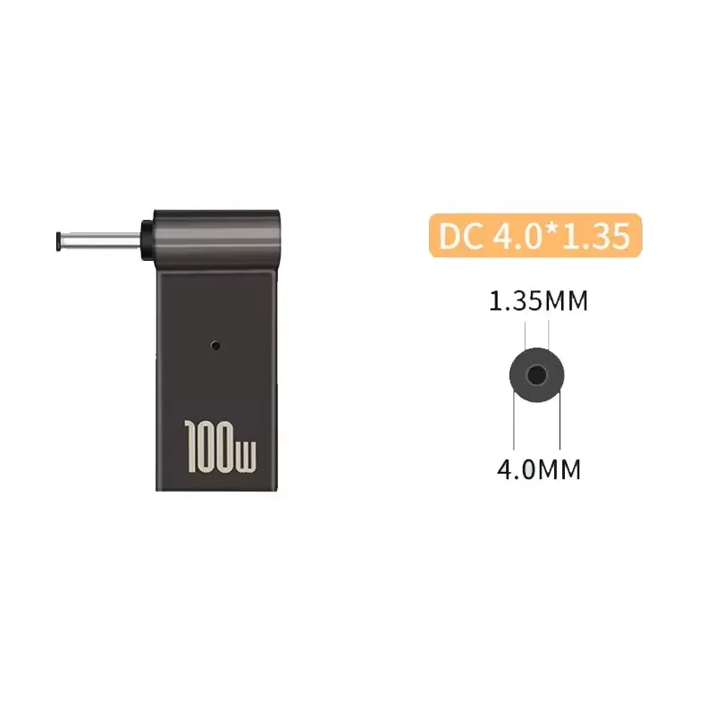 100W USB-C to DC Laptop Charger Adapter for Dell HP Asus Lenovo USB-C Laptop Adapter Oasis Select 4.0-1.35mm