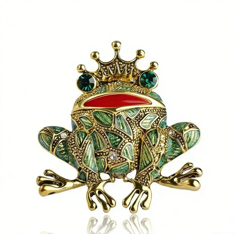 Crown Frog Brooch Inlaid Shiny Rhinestone Animal Pin Elegant Decorative Corsage For Coat Dress Suit Party Daily Fashion Ornament Oasis Select
