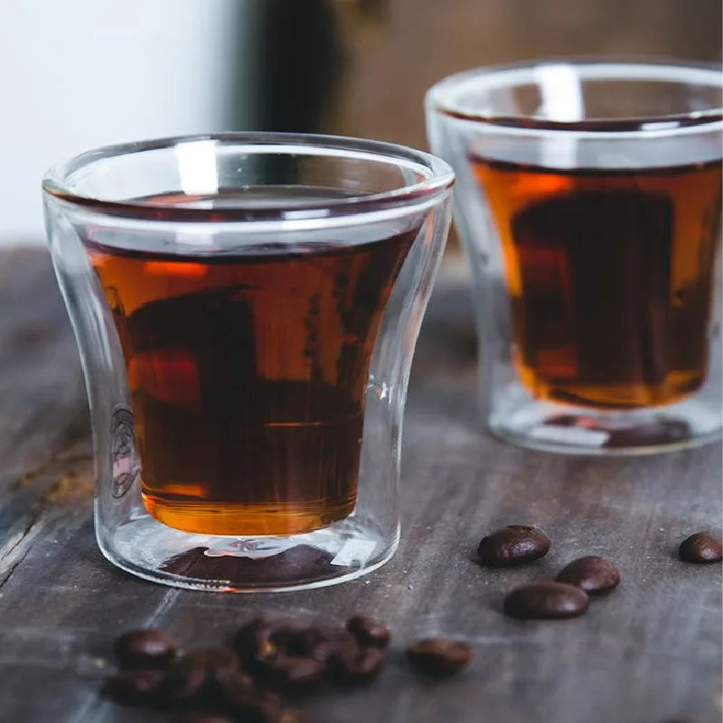 100/200/250ml Double Wall Glass Cup Durable Heat Resistant Beer Wine Cocktail Thermal Tea Milk Drink Mug for Home Coffee Cup Oasis Select