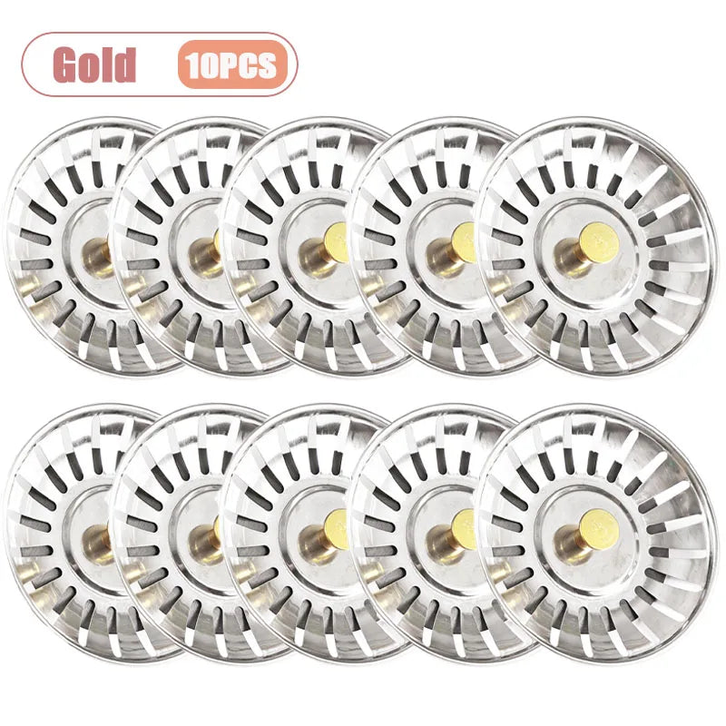 80MM Kitchen Sink Strainer Basket Old Style Drain Cover Replacement Filter Mesh Stopper for Food Waste Sink Accessories Oasis Select Gold-10PCS