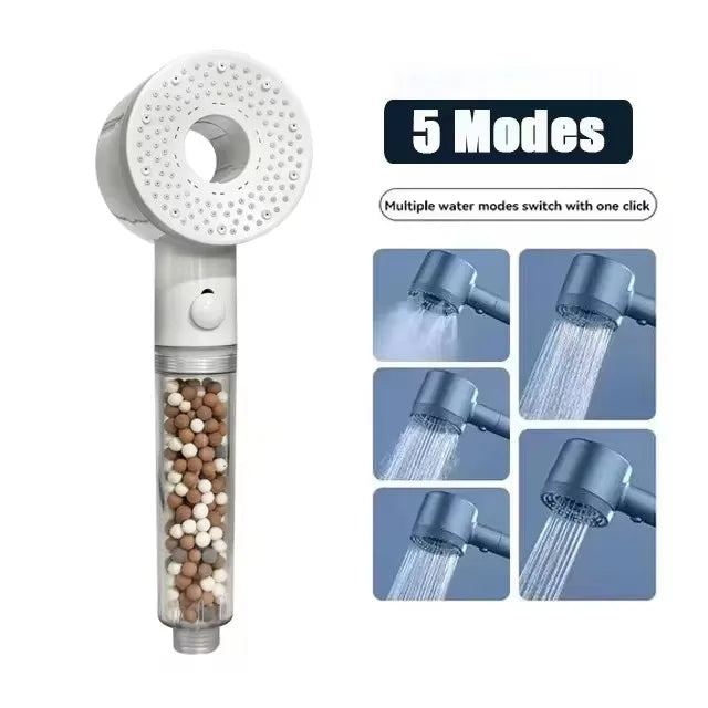New 5 Modes Shower Head Large Flow Anion Filter Shower High Pressure Water Saving Mixer Shower Nozzle Bathroom Accessories Set Oasis Select Shower Head C