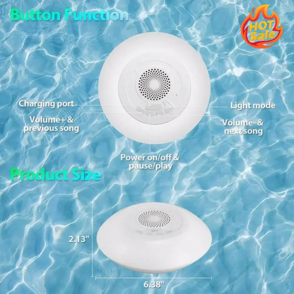 Floating Pool Speaker with Colorful Lights BT Speaker IPX7 Waterproof Hot Tub Speaker Wireless Speaker for Pool Oasis Select