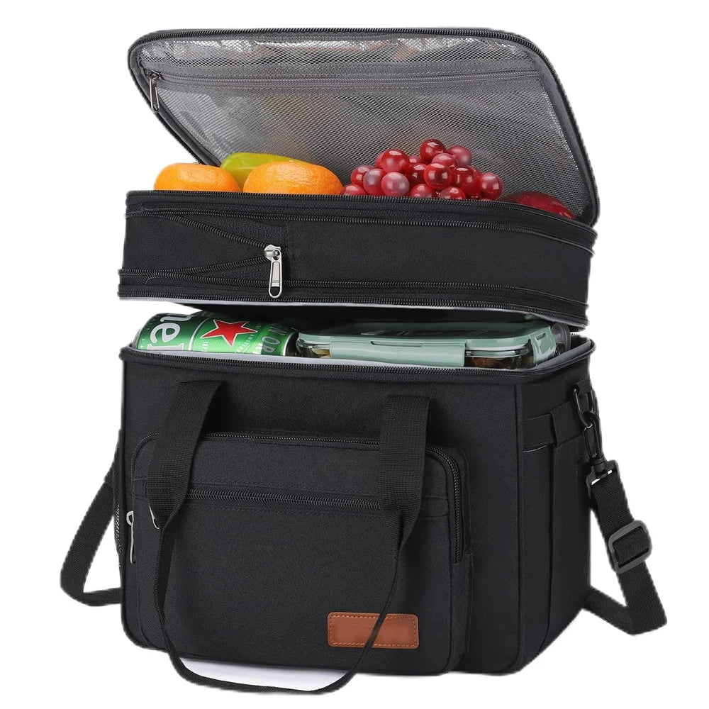 Insulated Lunch Bag – Expandable Double Deck Leakproof Tote