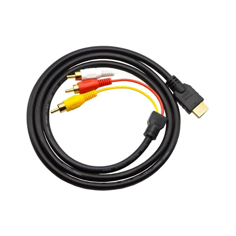 1.5M HDMI-Compatible HDTV Male To 3 rca AV Conversion TV Set-Box DV DVD Audio Video Cable to 3rca Digital Wire Converter Adapter Oasis Select