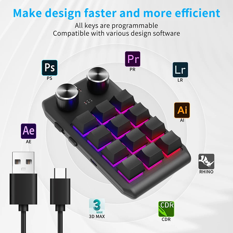12-Key Macro Mechanical Keyboard Bluetooth 2.4G 3-Mode Macropad Mechanical Macropad Oasis Select