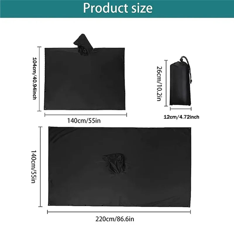3-in-1 Outdoor Military Raincoat with Hood and Sleeves Waterproof Poncho Motorcycle Rain Cover Camping Hiking Raincoat Tent Oasis Select