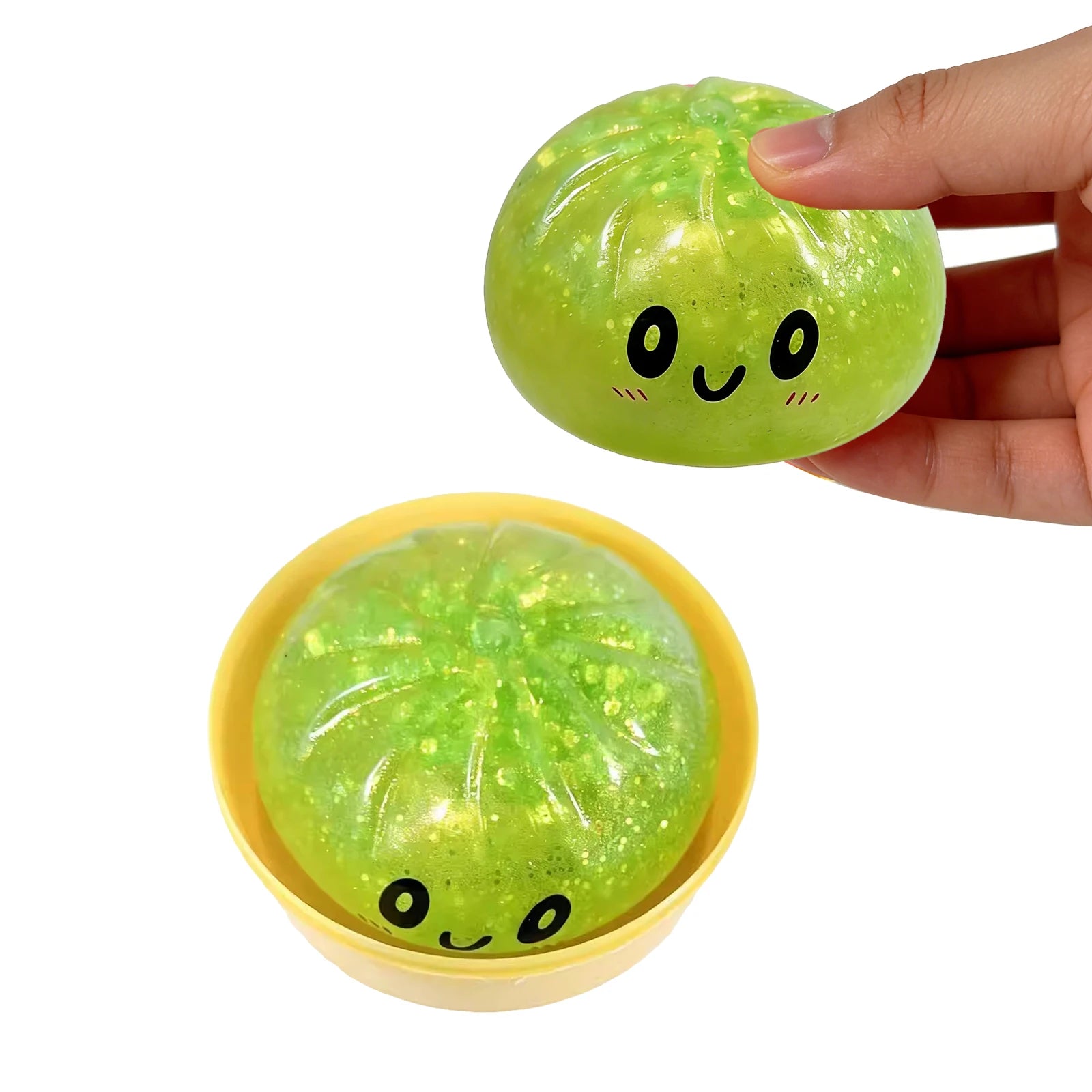 Glitter Squishy Dumpling Stress Relief Toy – Cute Pink Squeeze Squishy Stress Toy Oasis Select Green