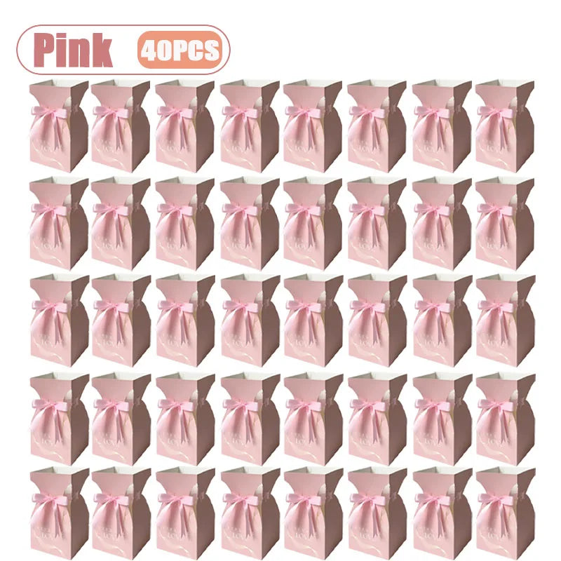 10-40PCS Valentine S Day Flower Box Gift Packaging Bouquet Wrap Floral Arrangement Supplies Handbag Basket with Handle Oasis Select Pink-40PCS 20x11x11CM
