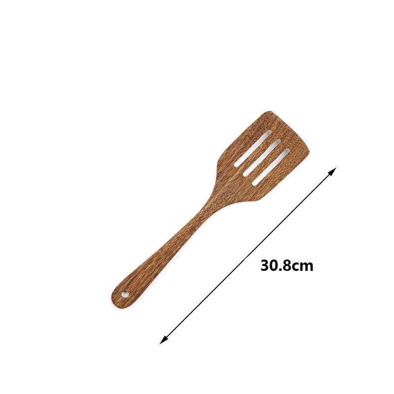 Wooden Spatula Cookware Non-Stick Cooking Spoon High Temperature Resistant Household Spatula Baking Utensil Kitchen Tools Oasis Select Three-line shovel
