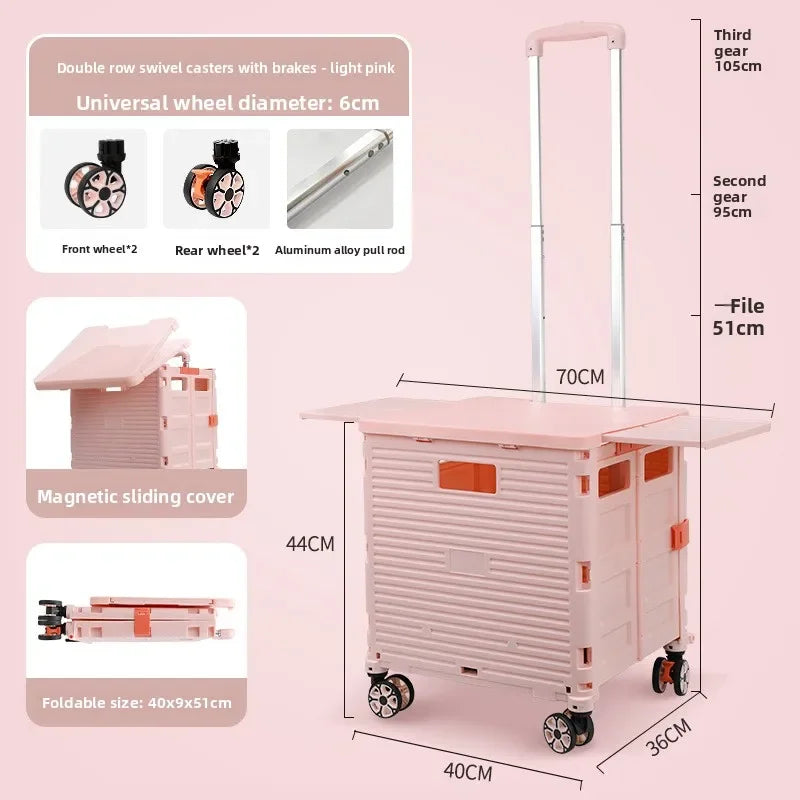 Multi-functional Shopping cart trolley upgraded magnetic box cover retractable folding trolley Oasis Select