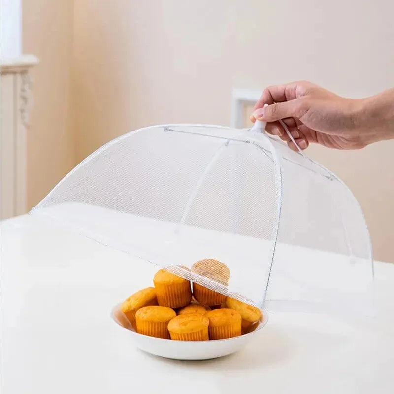 White Food Cover Mesh Folding Washable Flies Tables Cover Insect Proof Protective Dish Covers Home Kitchen Storage Accessaries Oasis Select