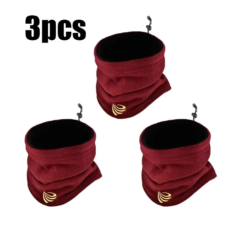 2/3pcs Winter Camping Fleece Neck Gaiter Ski Tube Scarf Snowboard Half Face Mask Face Cover For Men & Women Outdoor Cold Oasis Select 3pcs-red