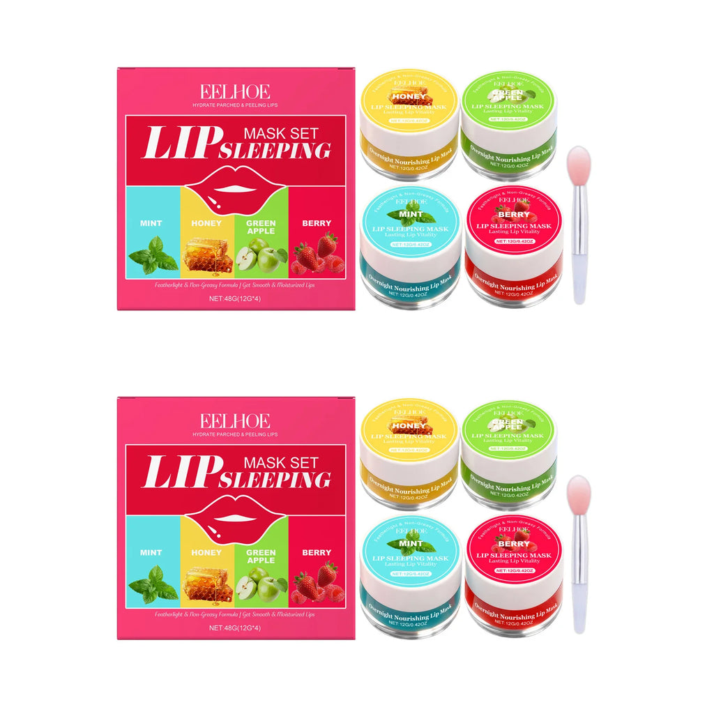 EELHOE Lip Sleeping Mask Set – 4 Flavors, Hydrate & Repair Lip Sleeping Mask Set Oasis Select 2sets boxed