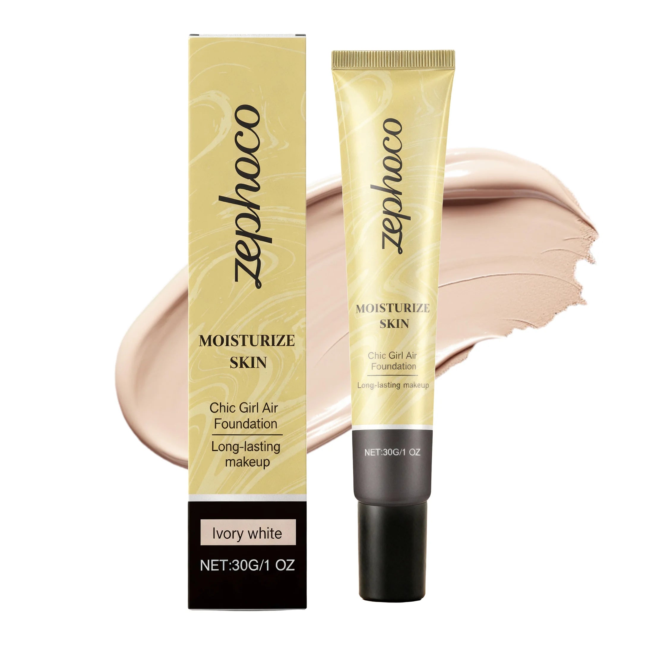 Concealing Foundation, Natural Concealer, Lightweight Skin-Fitting, Clear Finish, Brightening 3D Contour, Long-Lasting Wear Oasis Select Ivory White
