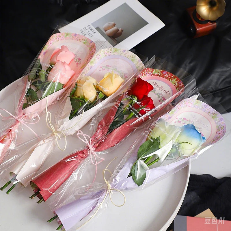 10pcs Flower Packaging Bags Carnation Bouquet Packaging Bags Mother'S Day Party Diy Gifts Wrapping Wedding Party Decor Supplies Oasis Select