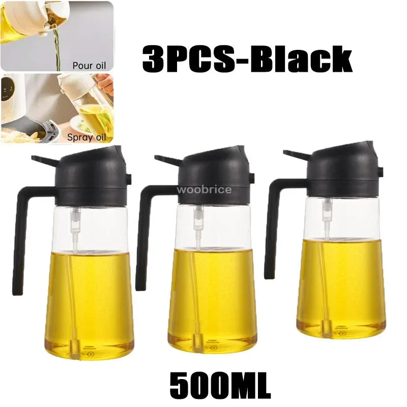 Oil Dispenser Spray Oil Sprayer Kitchen Oil Spray Bottle Spice Shaker BBQ Cooking OliveOil Dispenser Baking SprayContainer Oasis Select 3PCS-black