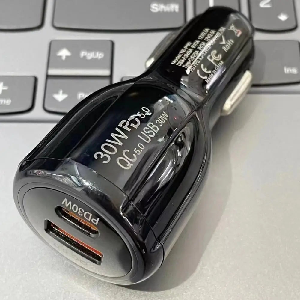 12W 30W Car Charger 2 Ports Car Charger Fast Charging QC 3.0 PD12W PD30W Car Cigarette Lighter Flash Charge For phones Oasis Select
