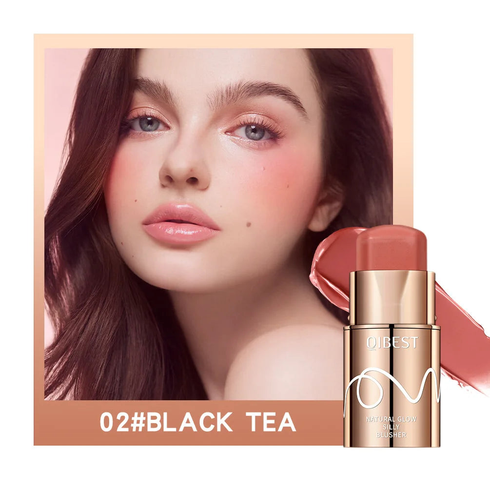QiBest Cream Blush Stick – 6 Colors, Waterproof, 3-in-1