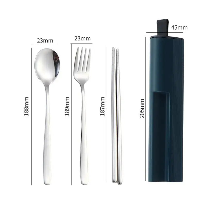 Travel Utensils Set made of 304 Stainless Steel; Reusable Flatware for Camping; Includes Spoon, Fork, Chopsticks, and Case Oasis Select Blue