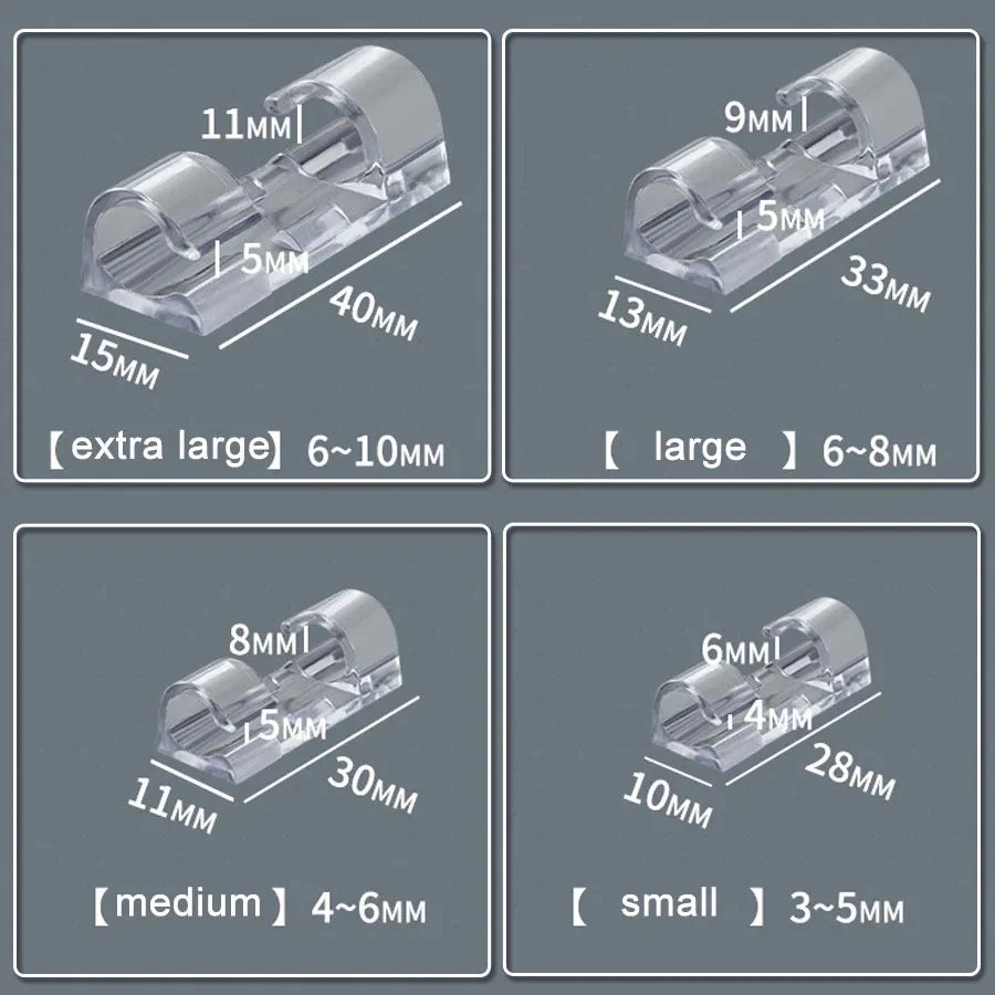 Self-Adhesive Cable Clips 20/100 Pack – Desk Wire Organizer Cable Organizer Clips Oasis Select