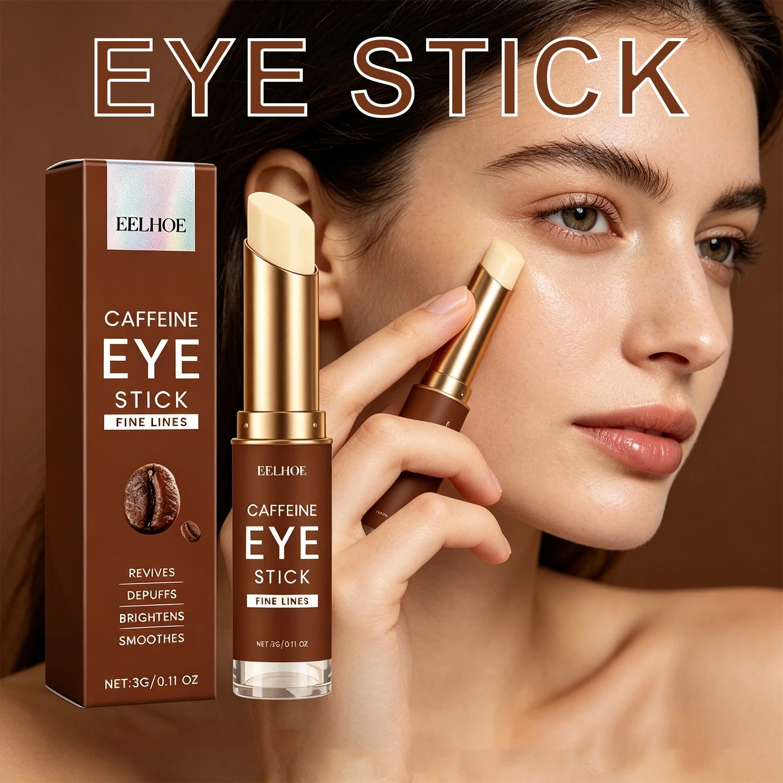 Caffeine Eye Cream Stick Brighten Fine Lines Dark Circles Firming Hydrating Hyaluronic Acid Portable Daily Eye Care Creams 3g Oasis Select
