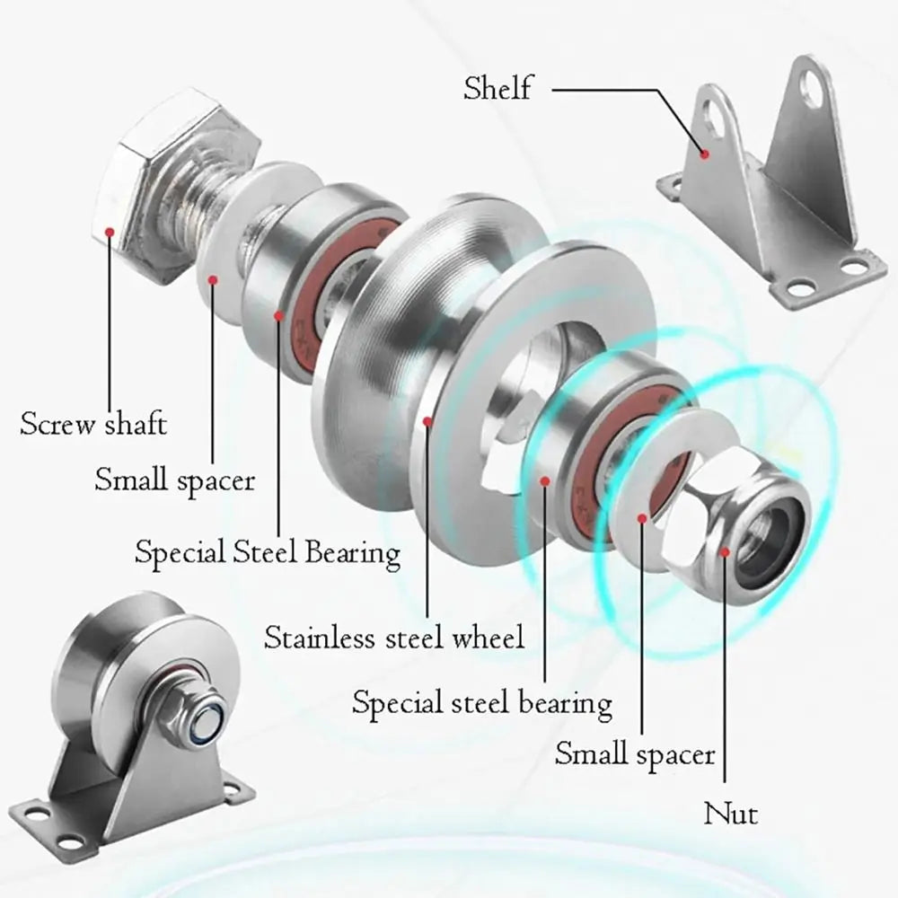 Type 48 Stainless Steel Track Bearing Pulley | U V H Groove Roller