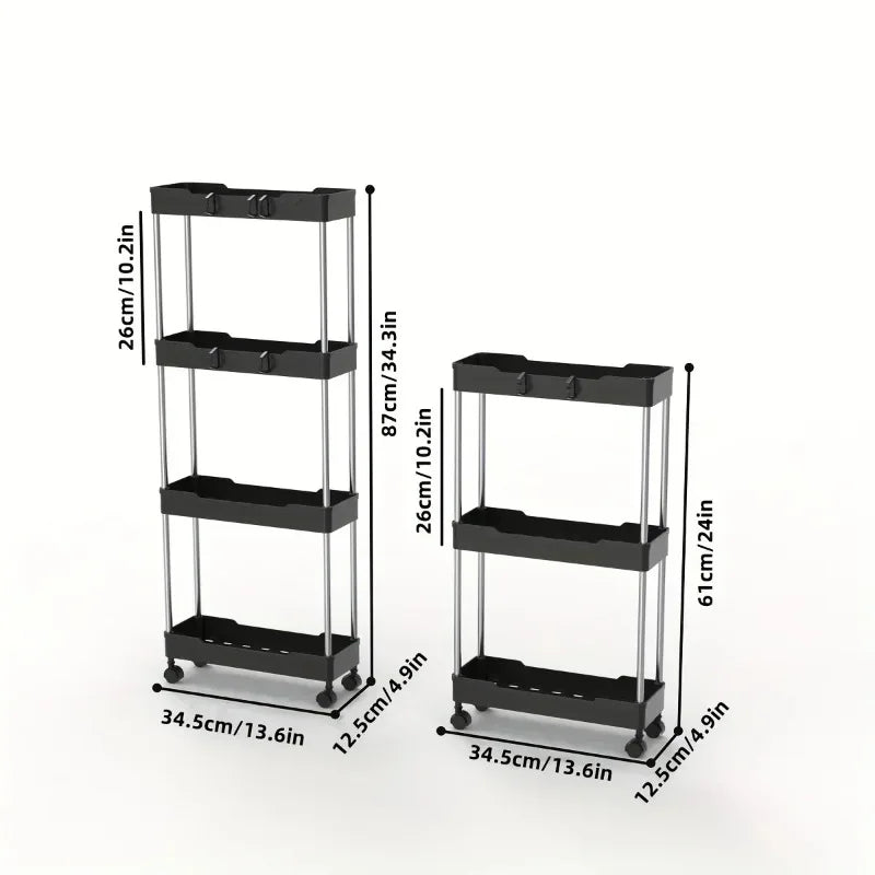 2025Bathroom Storage Rack With Wheels, 4 Layer Rolling Utility Cart, Bathroom Storage Organizer, Multi-purpose Utility Cart Oasis Select