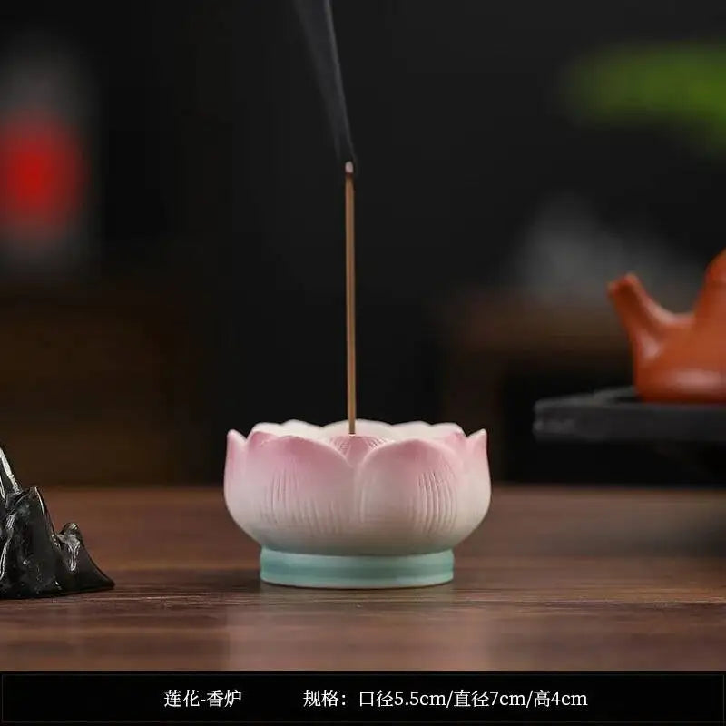 Incense Burner Ceramic Lotus Incense Holder Offering Incense Burner, Aromatherapy Burner Tea Ceremony Oasis Select Lian Incense Holder 1