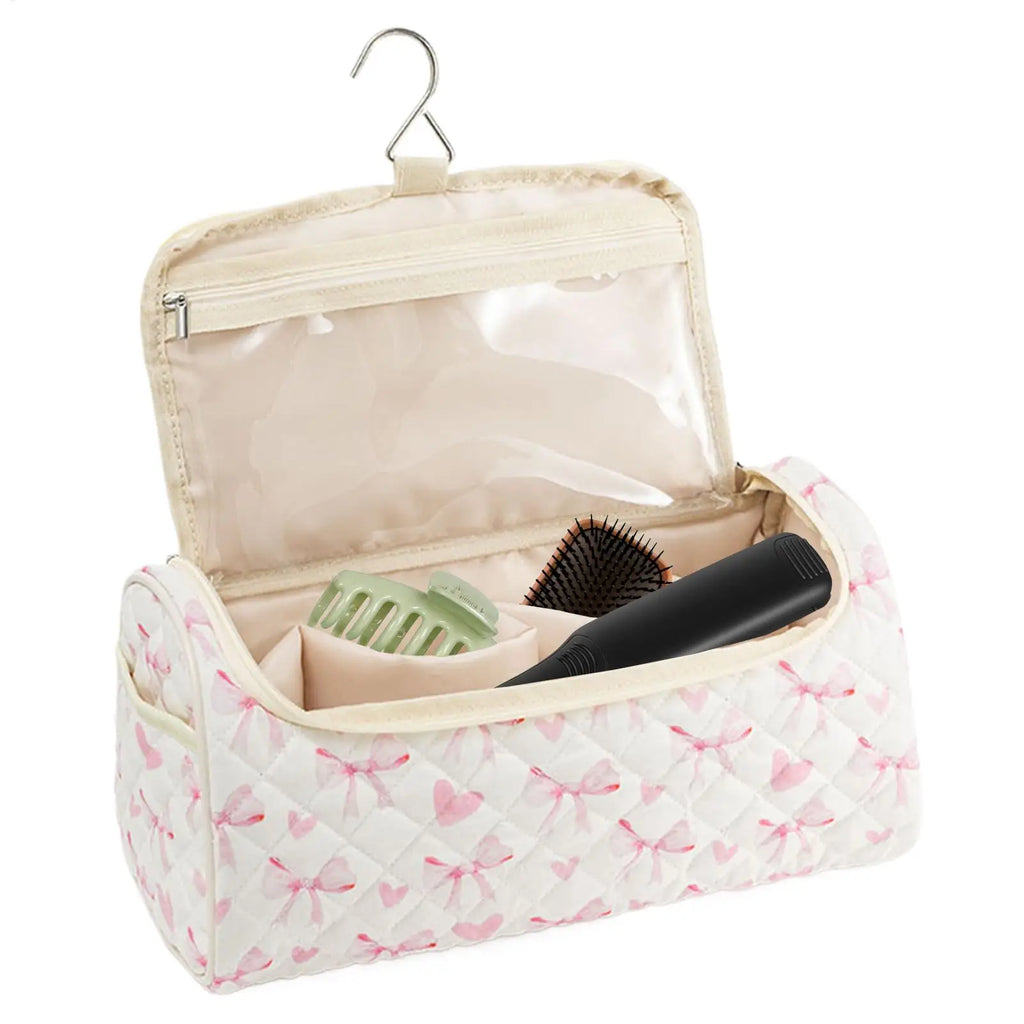 Makeup Bag Large Capacity Portable Cute Pouch Cotton Hair Tool Bag for Travel for Brush Straightener Curler Cosmetics Jewelry Oasis Select