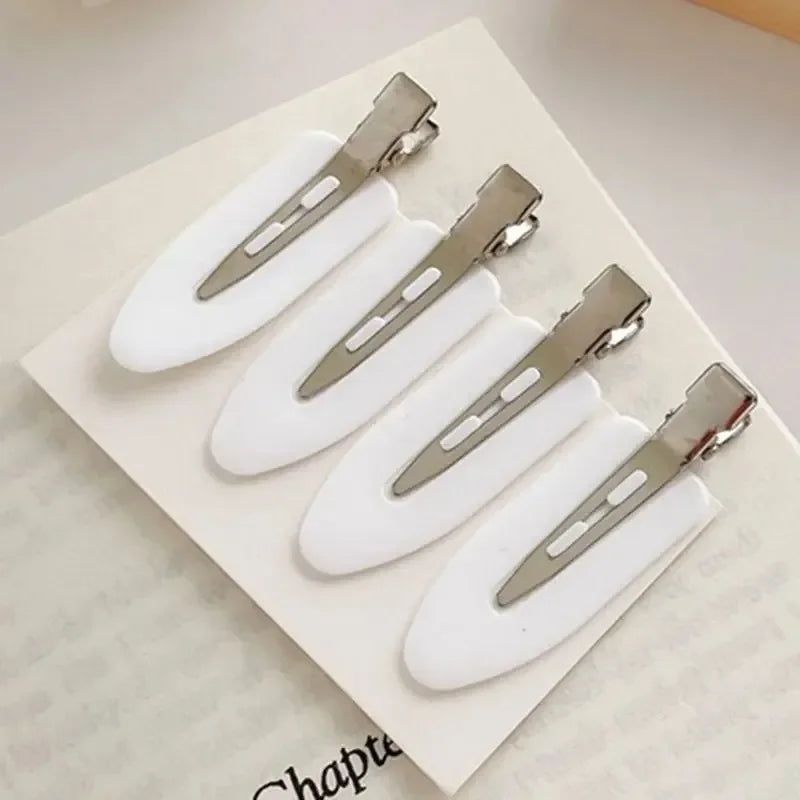4pcs No Bend Seamless Hair Clips Side Bangs Fix Fringe Barrette Makeup Washing Face Accessories Women Girls Styling Hair Pins Oasis Select white 4pcs