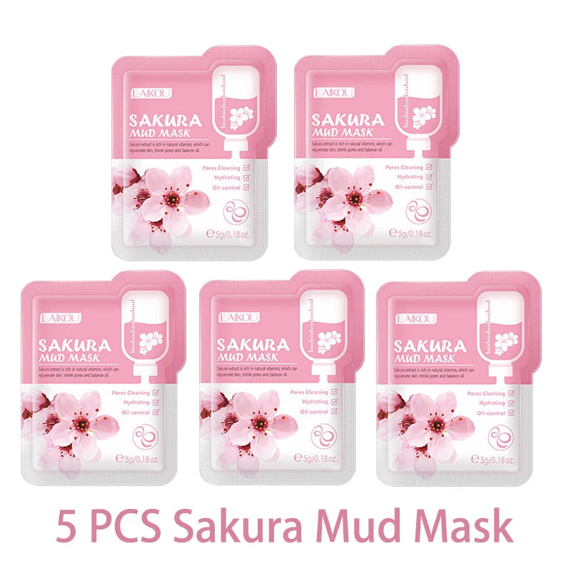 LAIKOU Sakura Moisturizing Facial Mask Hydrating Sleeping Face Sheet Masks Repairing & Nourishing Night Face Mask Skin Care 5pcs Oasis Select Sakura